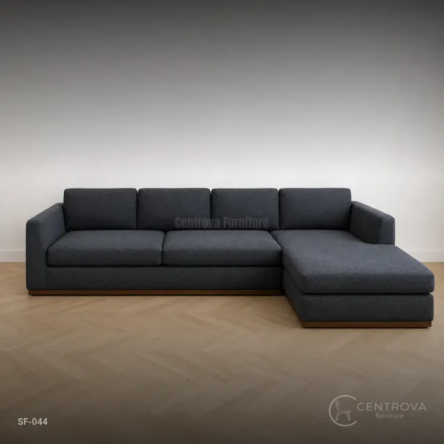 Sofa L Shaped Minimalis Kayu Jati Solid - Furniture Kayu Jati Jepara