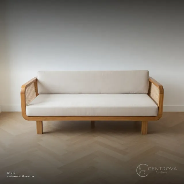 Living Room Sofa Japandi Style - Teak Wood Furniture Jepara