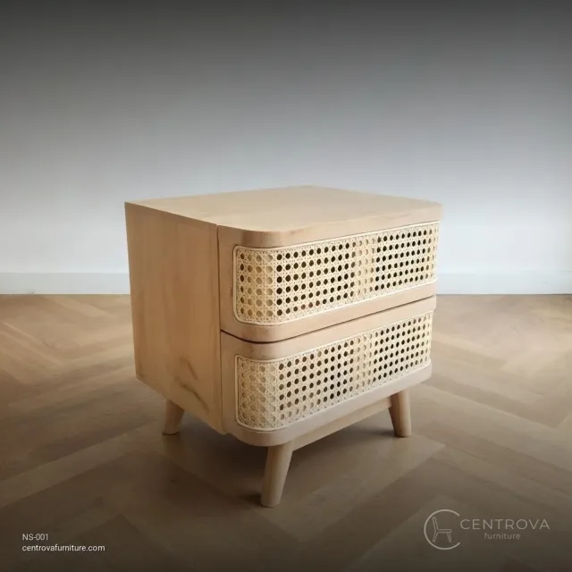 Nightstand Rattan Minimalist Teak Wood - Teak Wood Furniture Jepara