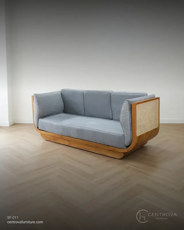 Sofa Teak Rattan Minimalist - Teak Wood Furniture Jepara