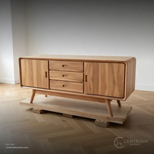 TV Buffet Retro Minimalist 3 Drawer Teak Wood - Jepara Teak Furniture