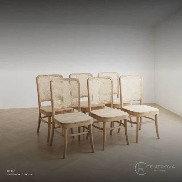 Dining Set Teak 4 Chair 1 Table Rattan - Jepara Teak Furniture