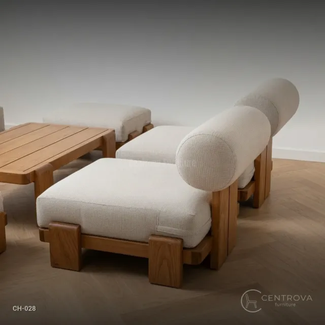 Set Sofa Japandi Modern - Teak Wood Furniture Jepara