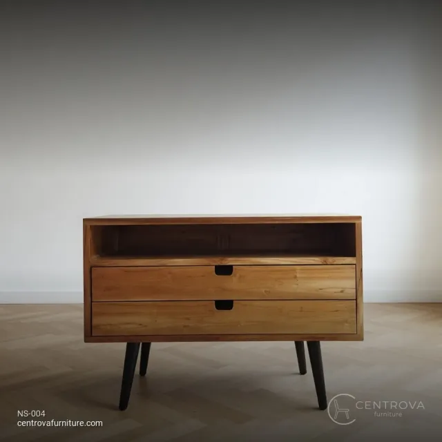 Nightstand 2 Drawer Minimalist Modern Teak - Teak Wood Furniture Jepara