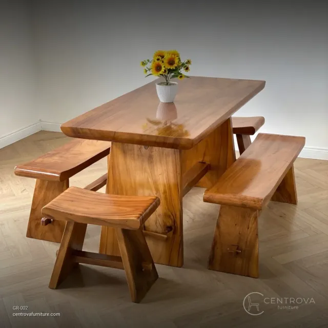Set Meja Makan Trembesi Solid - Furniture Kayu Jati Jepara
