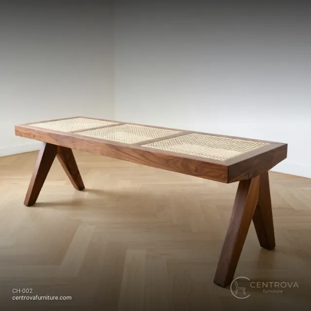Bench Teak Wood Rattan Mix - Teak Wood Furniture Jepara