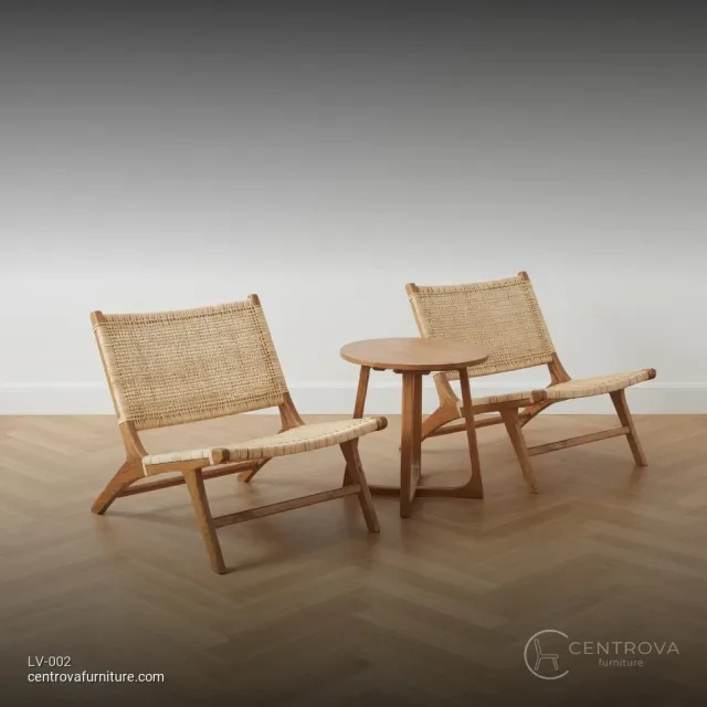 Patio Set Minimalist Lounge Chair Teak Rattan - Teak Wood Furniture Jepara