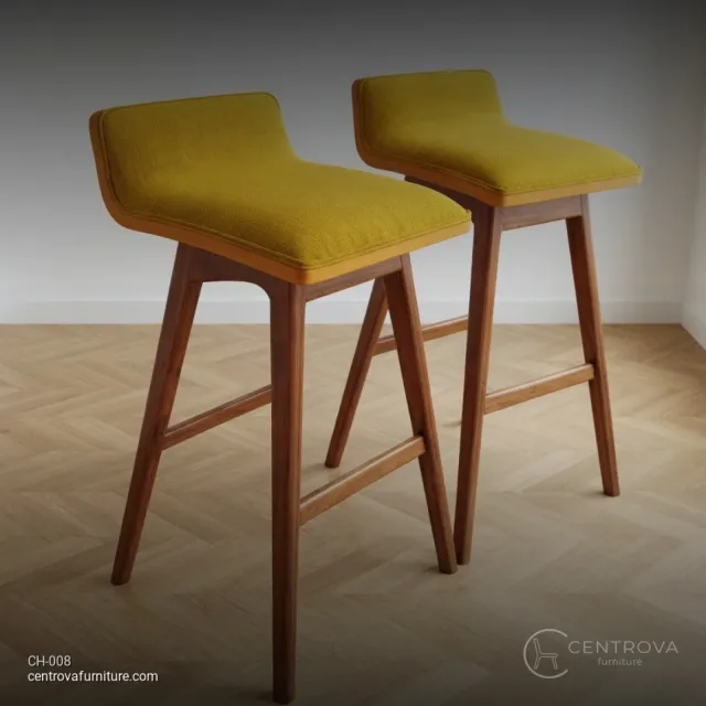 Bar Chair Teak Modern Velvet - Teak Wood Furniture Jepara