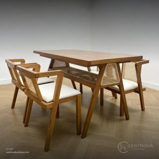 Dining Set Rattan Minimalist Teak Wood - Jepara Teak Furniture