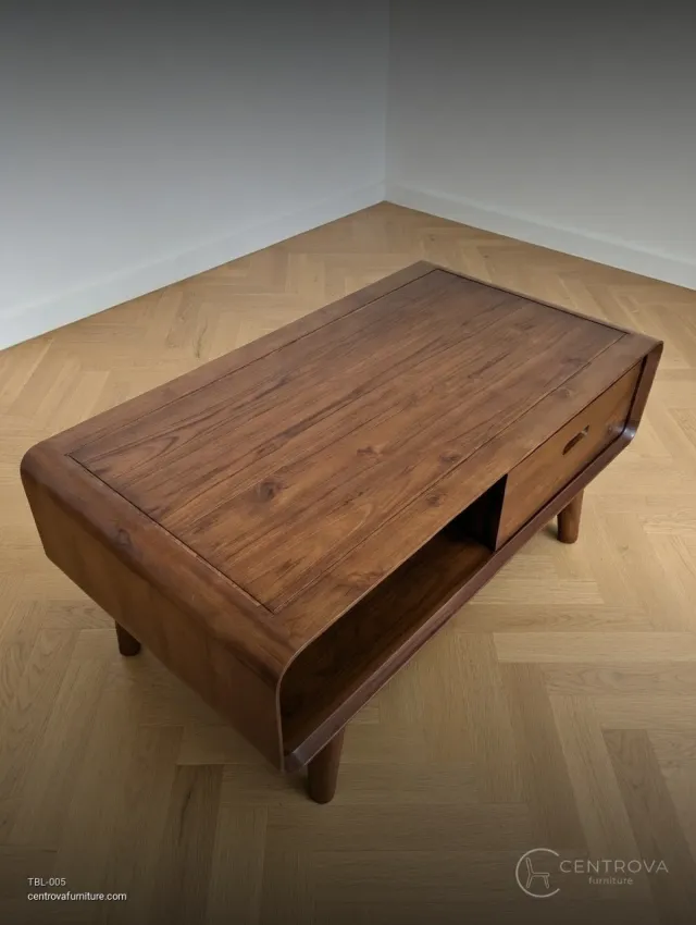 Meja Tamu Kayu Jati Kopi Minimalis Retro - Furniture Kayu Jati Jepara
