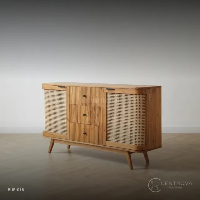 Teak Rattan TV Buffet - Jepara Teak Furniture