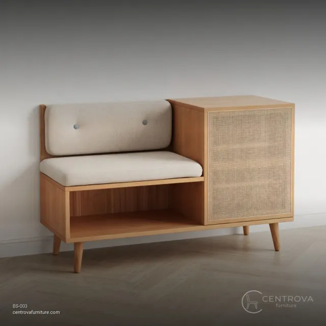 Rak Sepatu Jati Rotan - Furniture Kayu Jati Jepara
