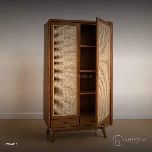 Lemari Pakaian Minimalis Kayu Jati Solid 2 Pintu - Furniture Kayu Jati Jepara