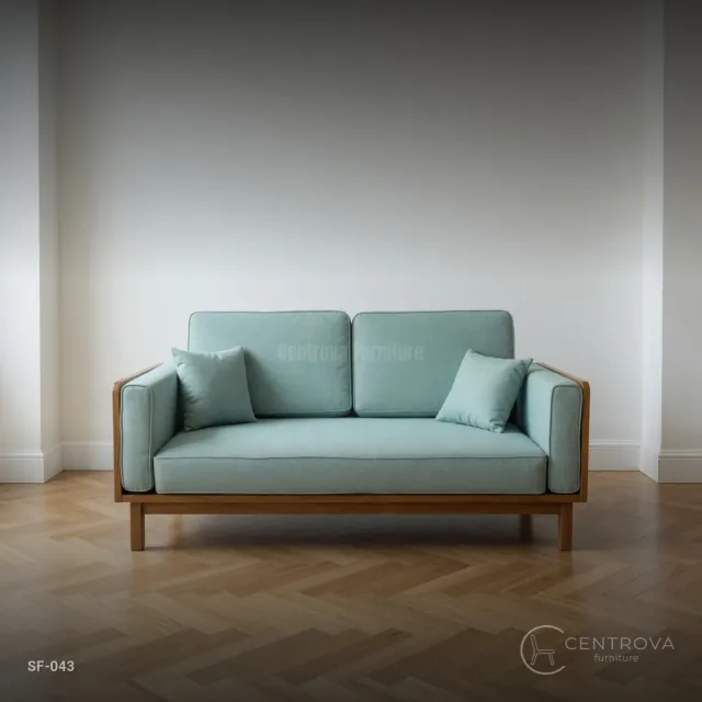 Minimalist 2-Seater Solid Teak Wood Sofa - Teak Wood Furniture Jepara