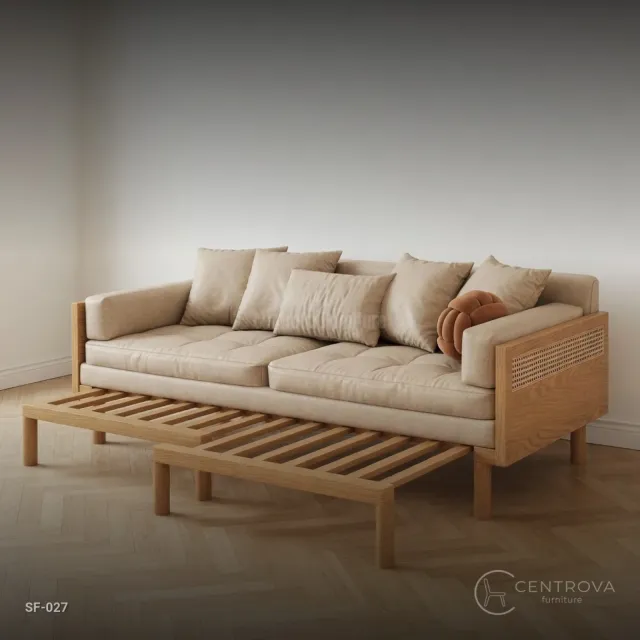 Sofa Bed Jati Rotan - Furniture Kayu Jati Jepara